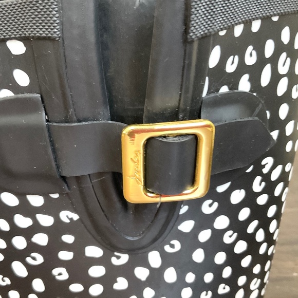 BLACK WHITE JOULES WELLY PRINT KNEE HIGH RAIN BOOTS SIZE US 8/ EU 39 - Picture 3 of 10